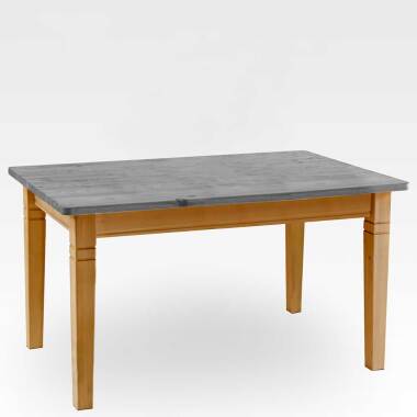 Landhaus Tisch aus Kiefer Massivholz grauer Tischplatte