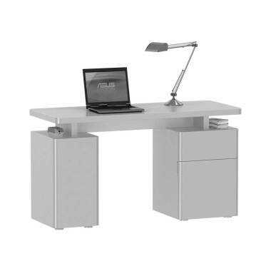 Laptop Schreibtisch in Weiß Hochglanz 135 cm breit