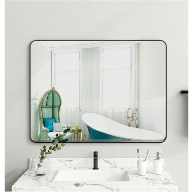 Lisa Badspiegel Schwarz Wandspiegel mit matt