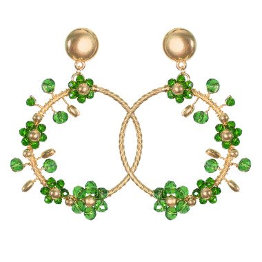 Ohrringe Grün Perle Anhänger Creolen Mit Perlen Anhänger| Blumen Ohrringe|