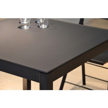 Outdoor Tisch Quadrat Keramik Grau / schwarz 140x80