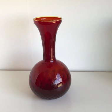 Vintage Mid Century Rote Vase Amberina Dunkel
