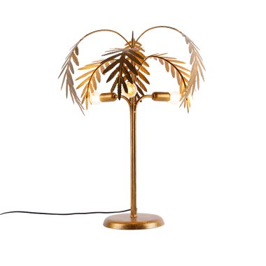 Art Deco Tischlampe Gold 3-Licht Botanica
