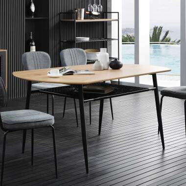 Design Esszimmer Tisch in Holz Naturfarben Retrostil
