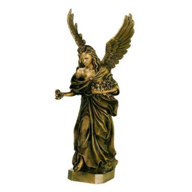 Engel Figur aus Bronze & Grabengel Skulptur aus Bronze Angelo Tomba / Braun