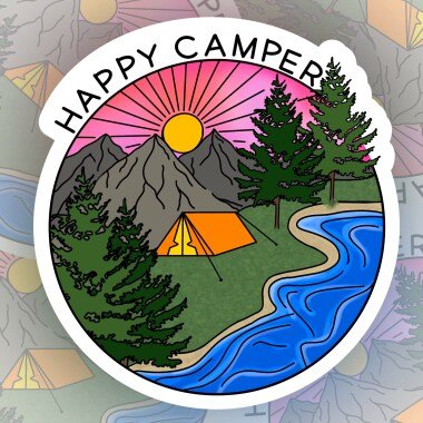 Glücklicher Camper Aufkleber | Wasserdichte