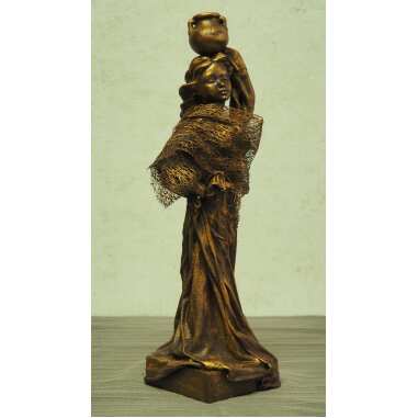 Grabfigur in Gold & Powertex Statue Skulptur Figur Engel Frau Bronze Aussehend