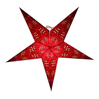 Papierstern - Weihnachtsstern Stern 5Zackig Rot-Schwarz Gemustert 60 cm