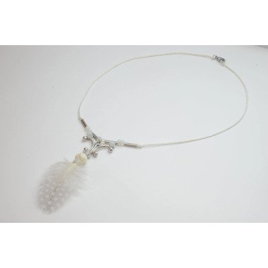 Perlhuhn Feder Halskette | Naturschmuck Schmuck Natürlicher Opal Kette