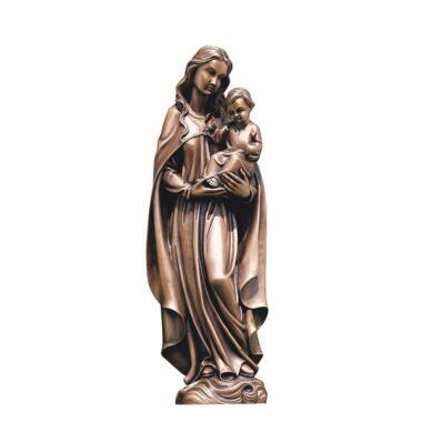 Bronze Marienstatue mit Kind Madonna Credenti / 20x7x5cm