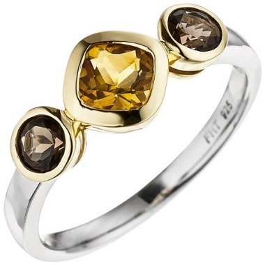 Citrinring Vergoldet & SIGO Damen Ring 925 Silber bicolor vergoldet 1 Citrin
