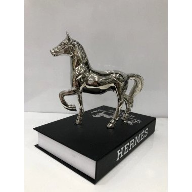 Deko-Pferdefigur & Silbernes Pferdeschmuckstück 26 cm Pferd Tischdeko