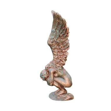 Engel Figur aus Steinguss & Hockende Grabfigur Engel aus Steinguss Mercuria