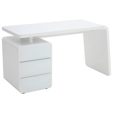 Glasschreibtisch & Schreibtisch , Weiß , Glas , 3 Schubladen , rechteckig