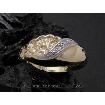 Gold Ring designorientiert Gold 333 bicolor Diamant Goldring -