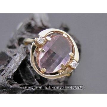 Goldring beneidenswert Gr. 56 Amethyst + Diamant Gold 585