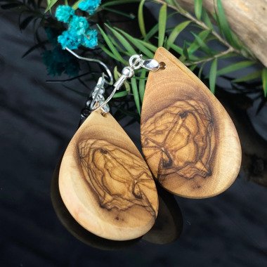 Holz Ohrringe Aus Olivenholz, Natur Schmuck, Geschenkidee, Holzschmuck