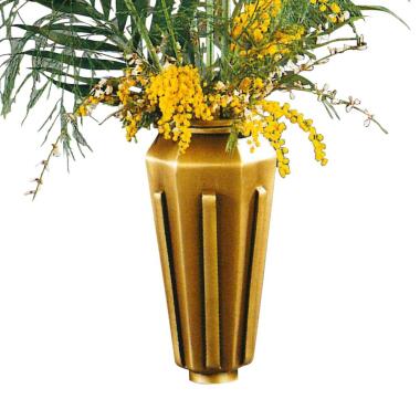 Kunstvolle Grab Vase aus Metall mit Einsatz wetterfest Jovana / Schmiedebronze