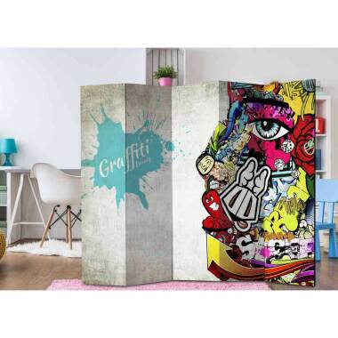 Raumteiler Paravent für Jugendzimmer Graffiti Motiv