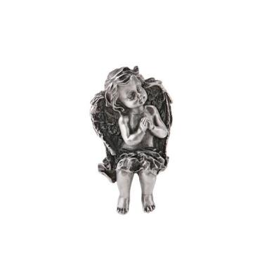 Schutzengel Figur aus Naturstein & Grabfigur kleiner Engel sitzend Angelo