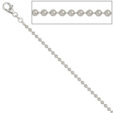 SIGO Kugelkette 925 Silber 2,5 mm 45 cm Halskette Kette Silberkette Karabiner