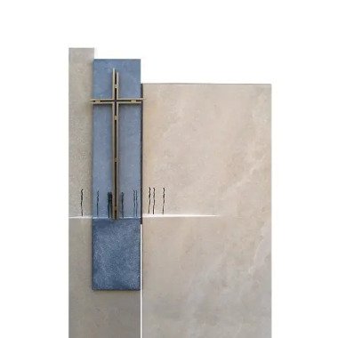 Stilvoller Urnengrabstein mit Metall Kreuz Allori
