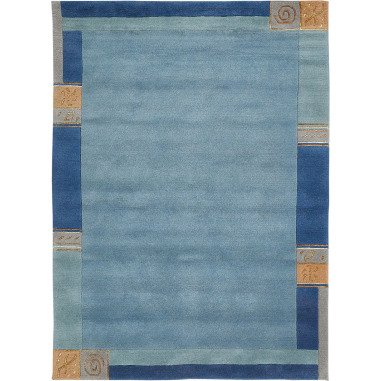 Teppich MANALI 70 x 140 cm blau 100 % Wolle