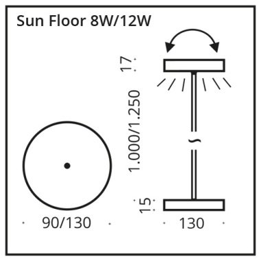 Top Light SUN FLOOR LED-Leseleuchte 100cm