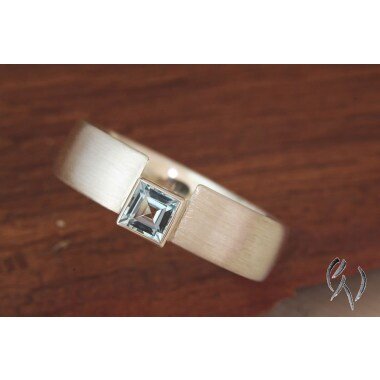 Topas-Ring mit Topas & Handgemachter Ring Aus Silber 925/ Mit Hellblauem Topas