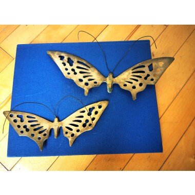 Vintage Messing Schmetterling Wandbehänge 2Er Set