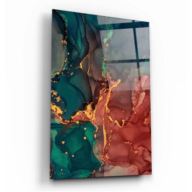 Wald & Lava Marmor Design Glasdruck Wandkunst