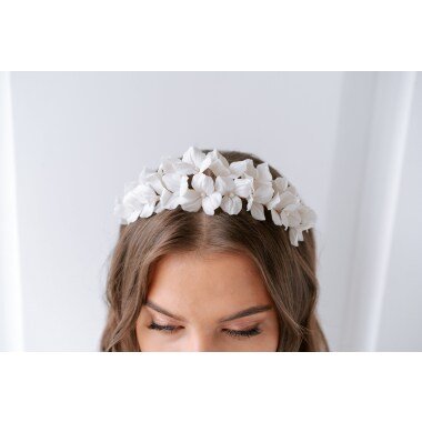 Braut Haarband Keramik Blume, Ton Weiße Blume