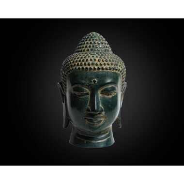 Buddha-Kopf 15 cm, Buddha Bronze, Buddha-Figur