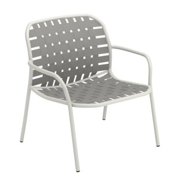 emu - Yard Lounge Gartenarmlehnstuhl - weiß, graugrün/Sitz elastische