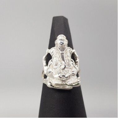 Ganesha-Figur & Ring Silber Ganesha 925 Sterling Silber, Massiv 3-D, Lord