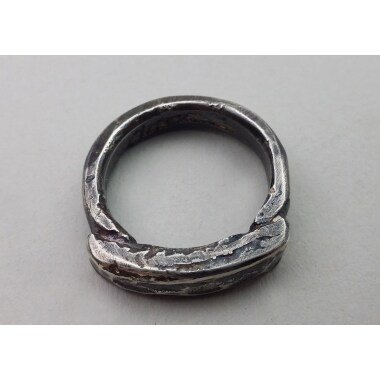 Geschmiedeter Ring in Silber, Partnerring Sterlingsilber, Raue Oberflächenstruk