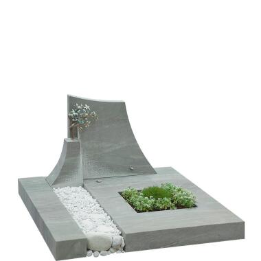 Grabstein für Einzelgrab aus Bronze & Einzelgrabstein aus Granit Verde