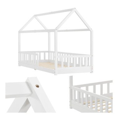 Juskys Kinderbett Marli 90 x 200 cm mit Rausfallschutz