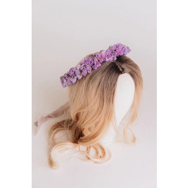 Lila Statik Getrocknete Blume Braut Stirnband