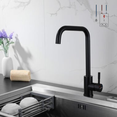 Lonheo - Niederdruck armatur Küche Wasserhahn Küche Armatur aus Edelstahl, 360° 
