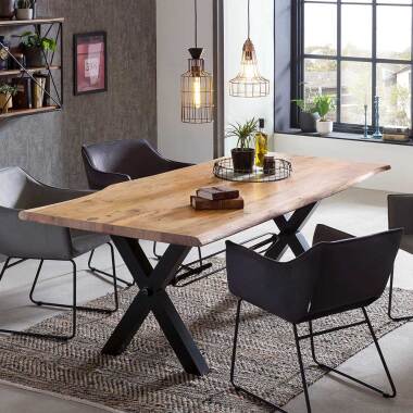 Massivholz-Tisch & Akazie Massivholztisch mit Metallgestell Industrie Look