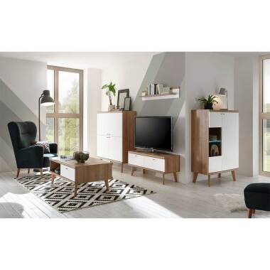 Möbel Kombination für Wohnzimmer Weiß und