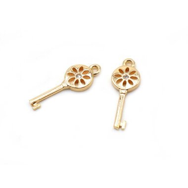 Schlüssel Accessoires aus Metall & Schlüssel als Anhänger mit Zirkonia 18k Gold beschichtet
