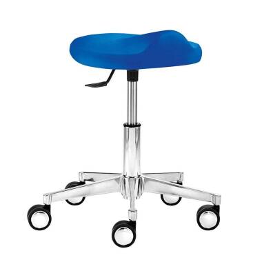 Schreibtisch Hocker & Höhenverstellbarer Sitzhocker mit Rollen Blau Webstoff