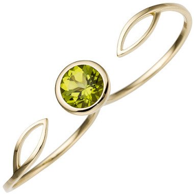 SIGO Damen Zweifinger Ring 585 Gold Gelbgold 1 Peridot grün Goldring Zweifinger