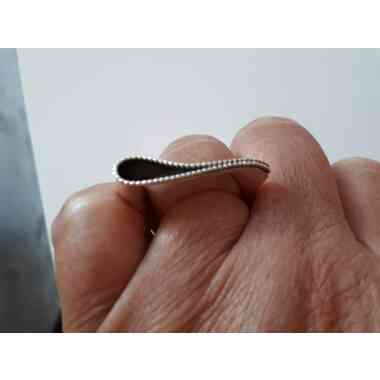 Silberring, 2 Finger Ring, Sterling Silber, 925/00, Perlrand Obendrauf, Außerg