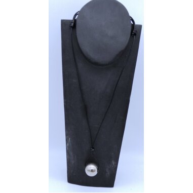 Verstellbare Schwarze Lederkette Mit Großer Silberkugel, Incl. Versand