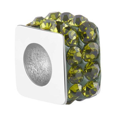 Bead für Bead Armbänder mit Kristallsteinchen, Chirurgenstahl, olivine