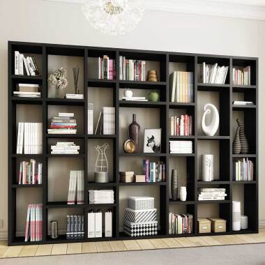 Bücherregal aus Eiche & Design Regalwand in Eiche Schwarz Braun modern