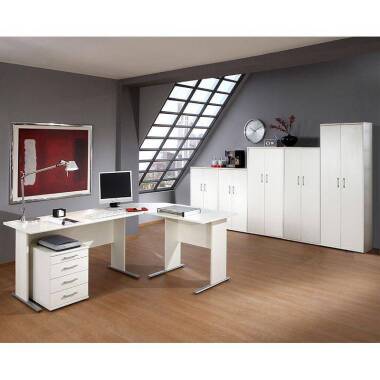Büromöbel STETTIN-16 Set in weiß, Eckschreibtisch